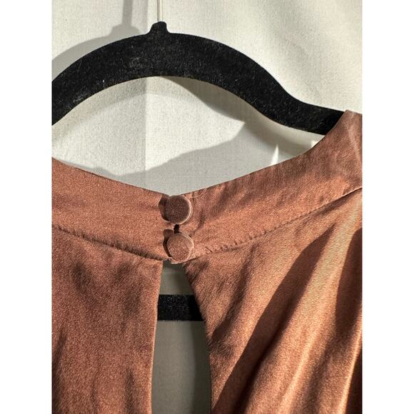 Y2K Vintage Victorias Secret Top Womens Large Brown Silk 90s V Neck Minimalist - Picture 4 of 7